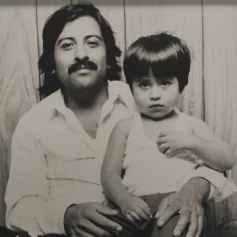 vintage photo of a child and parent